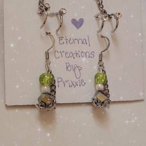 Green Marble Ear Cuff Earrings